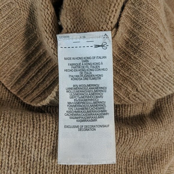 Polo Ralph Lauren Merino Wool Cashmere Sweater Pullover XS Tan Beige Elbow Patch - Picture 15 of 16